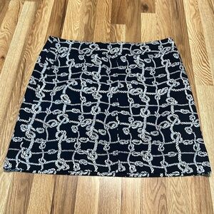 Talbots navy blue and white skirt size 16 rope design